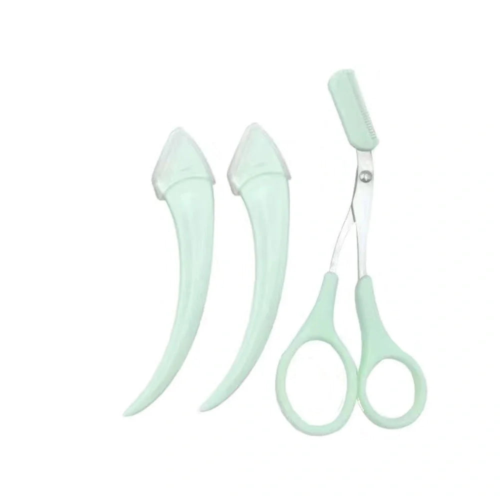 Stainless steel eyebrow trimming knife with comb for precise grooming