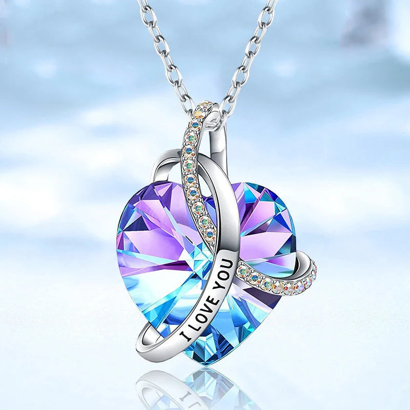 Elegant Love Pink Amethyst Crystal Necklace with heart-shaped pendant