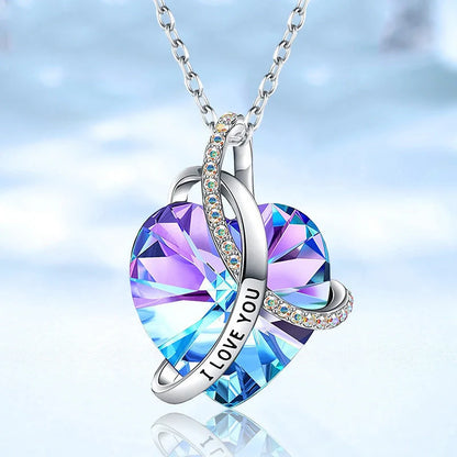 Elegant Love Pink Amethyst Crystal Necklace with heart-shaped pendant
