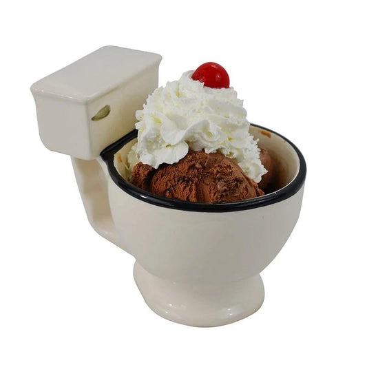 Toilet-shaped ceramic mug with handgrip, perfect for coffee or tea, holding 280ml.