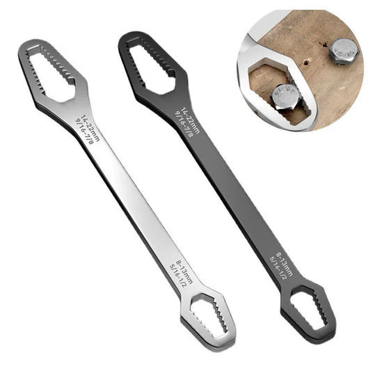 Versatile dual-head wrench made of durable 45# steel with a sleek galvanized finish, designed for a range of household tasks