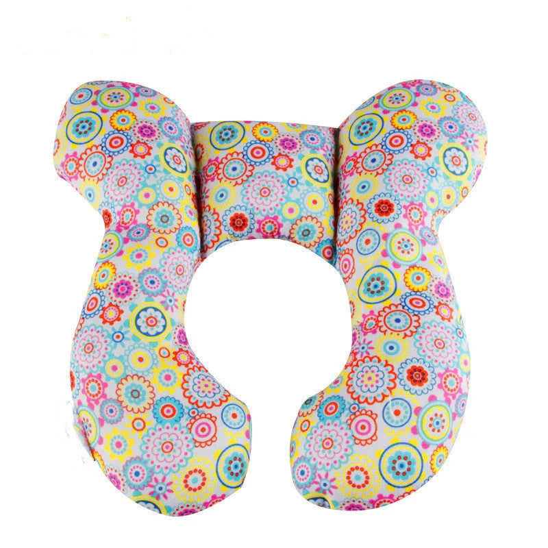 U-shaped baby head support pillow in pure cotton for car safety seats