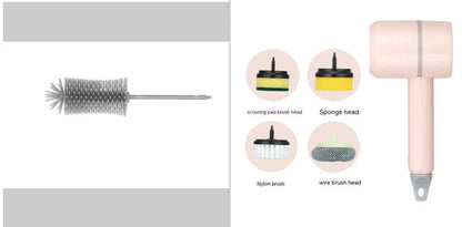 Powerful automatic cordless cleaning brush with interchangeable brush heads for cleaning kitchen, bathroom, and other surfaces