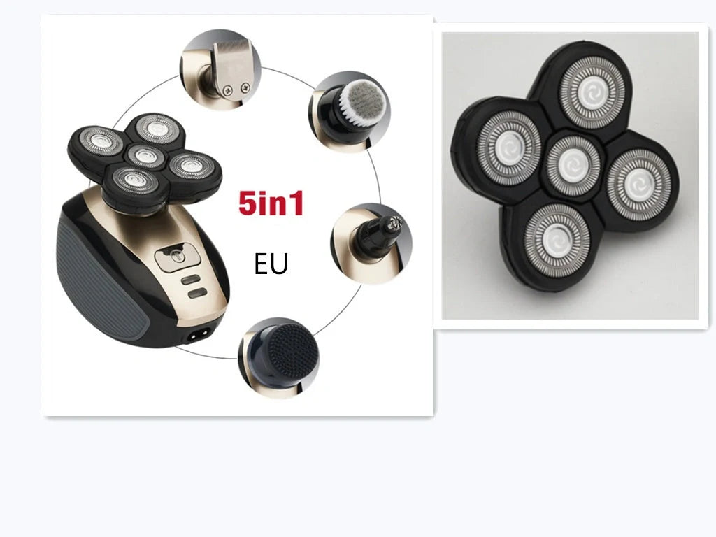 5-in-1 Electric Shaver for Men with 5 Floating Blades, Waterproof and Rechargeable