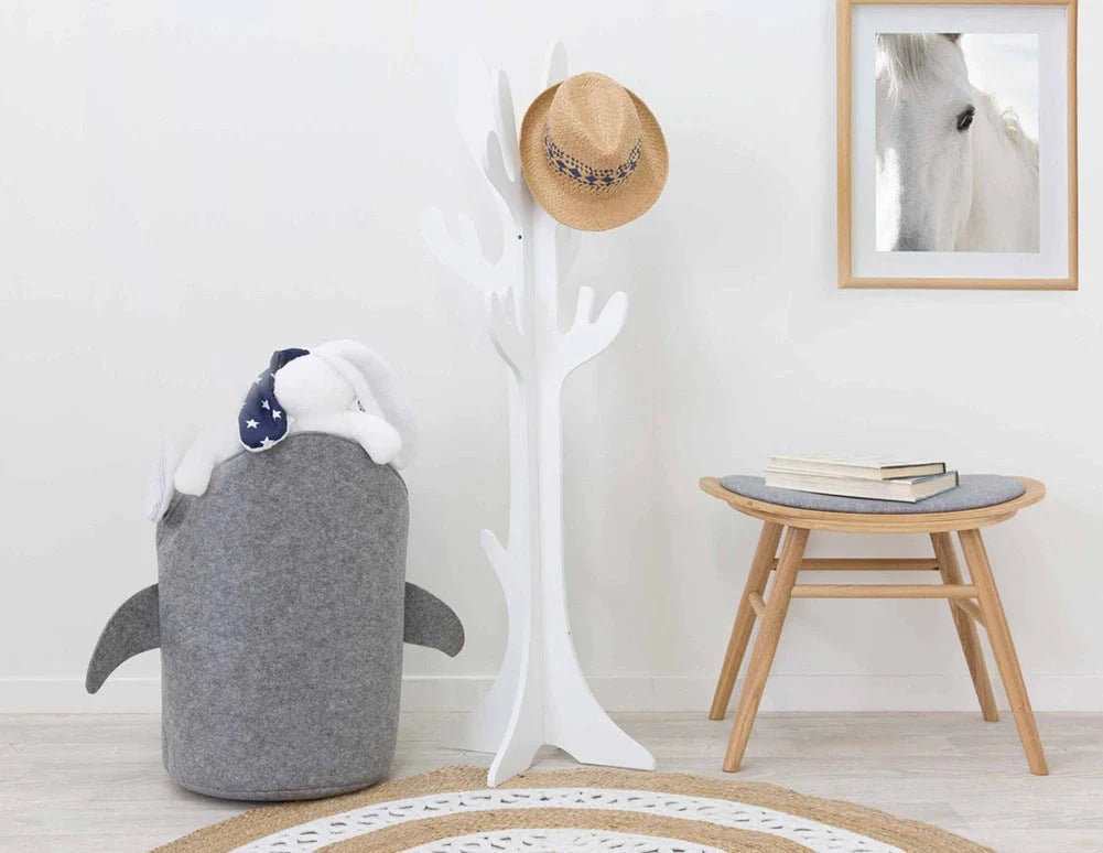 Shark-shaped kids' toy storage basket in premium felt, foldable design