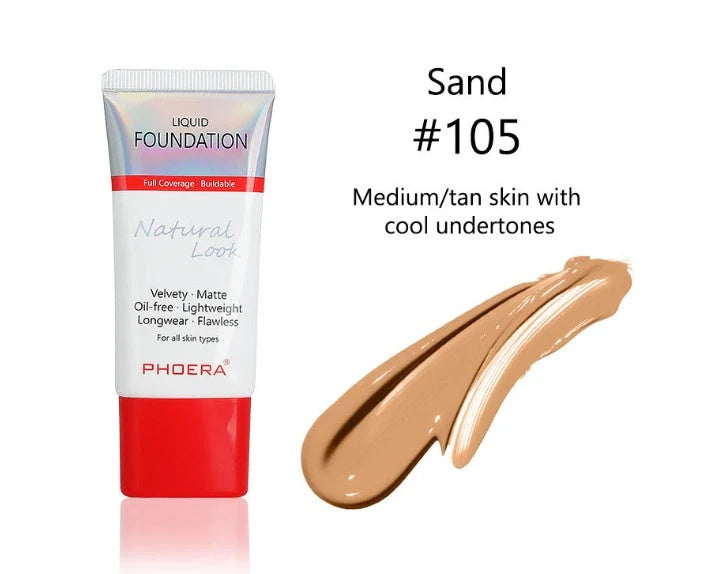 Matte Silky Tube Liquid Foundation in various shades for a flawless finish
