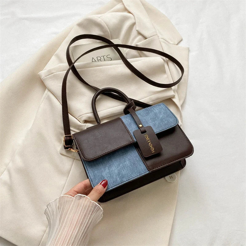 Street trend PU messenger bag with adjustable shoulder strap in black, white, brown, and coffee