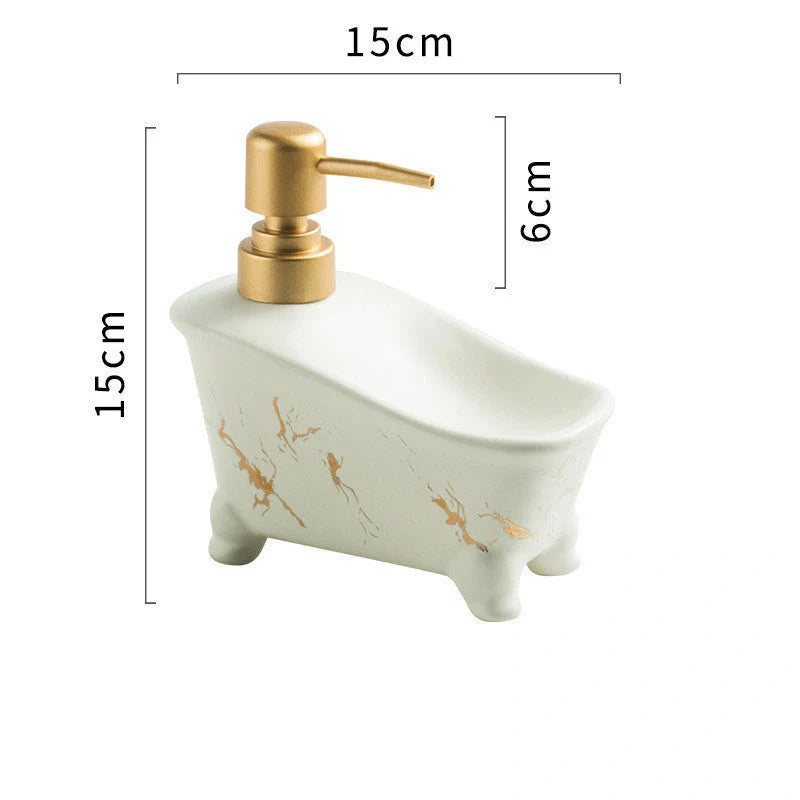Ceramic hand sanitizer shower gel dispenser with elegant marble pattern design