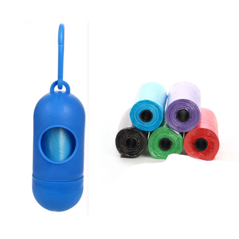 Eco-friendly dog poop bags in various colours for pet waste cleanup