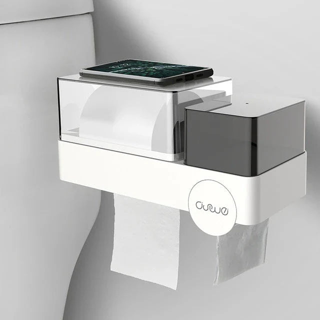 Versatile Waterproof Tissue Box with Integrated Toilet Paper Roll Dispenser for Convenient Bathroom Storage and Organization