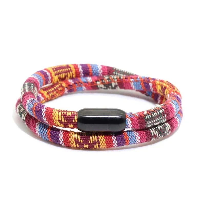 Bohemian Men's Stainless Steel Magnet Charm Bracelet in various colours and sizes