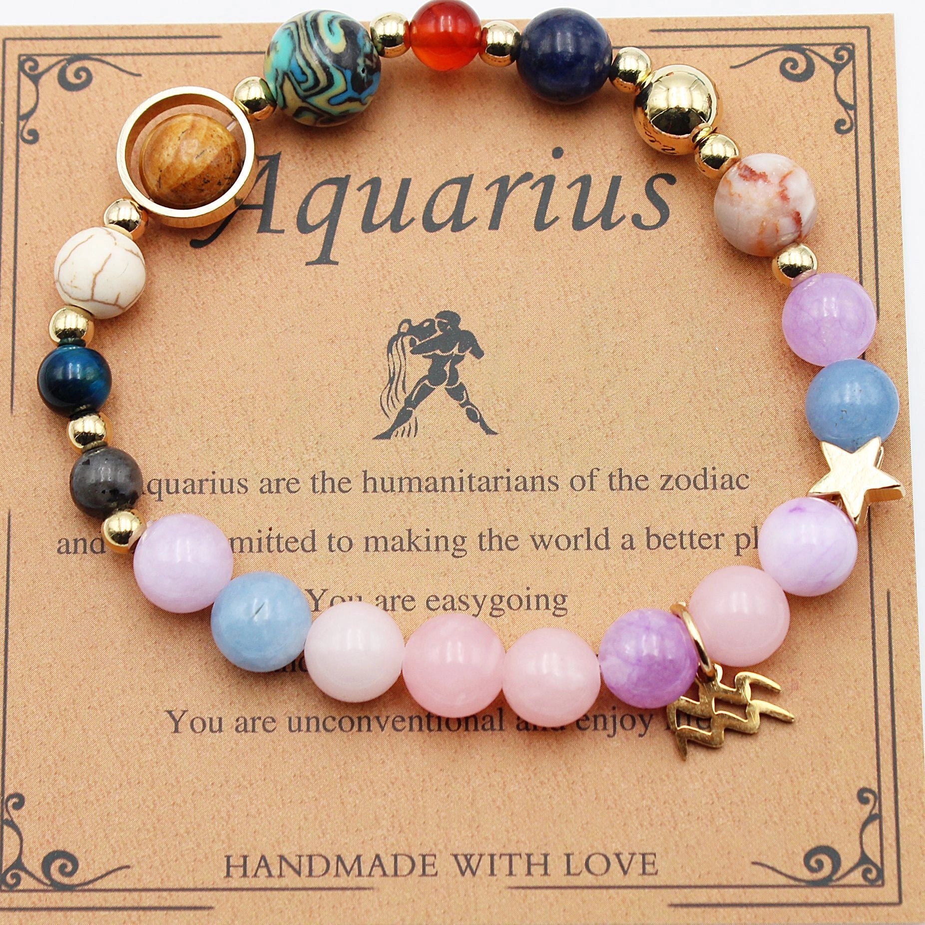 Morgan Stone Beaded Bracelet with twelve constellation designs