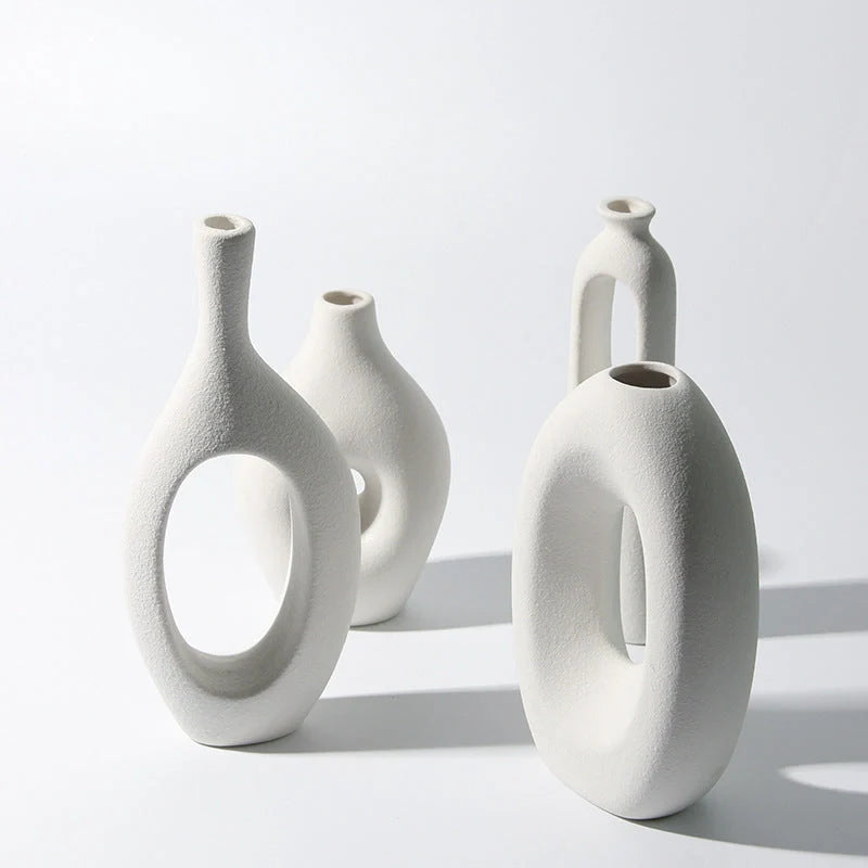 Handmade European style ceramic vase with frosted finish for flowers