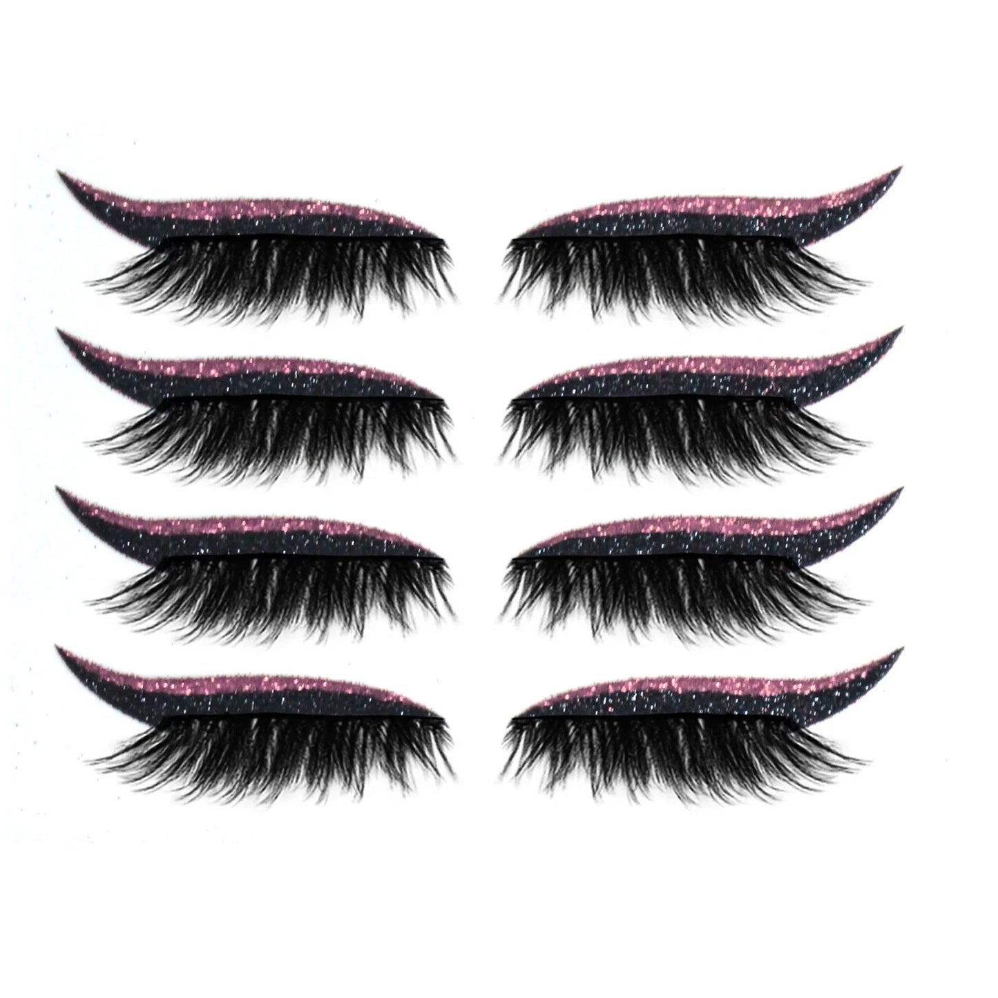 Glitter eyeliner stick and false eyelash set in various colours for eye makeup enhancement