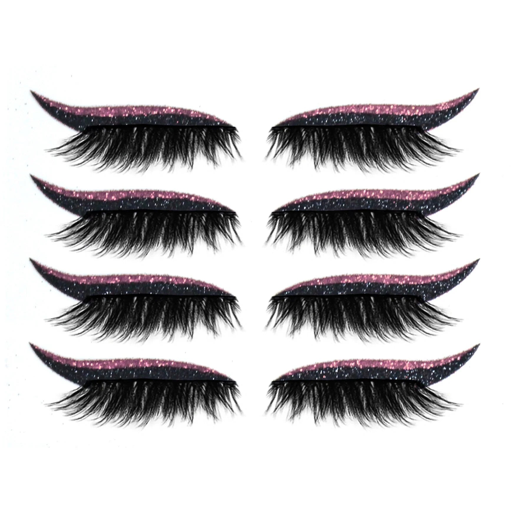 Glitter eyeliner stick and false eyelash set in various colours for eye makeup enhancement