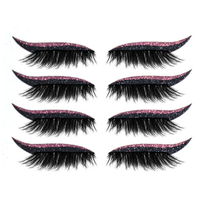 Glitter eyeliner stick and false eyelash set in various colours for eye makeup enhancement