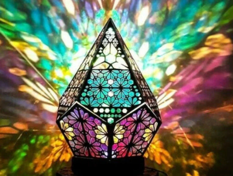 Bohemian Starry Sky Floor Lamp projecting stars on wall