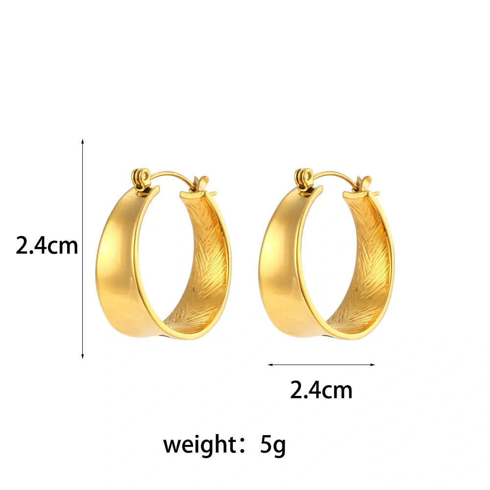 Geometric gradient size gold electroplated stainless steel earrings for women