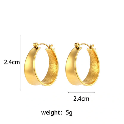 Geometric gradient size gold electroplated stainless steel earrings for women