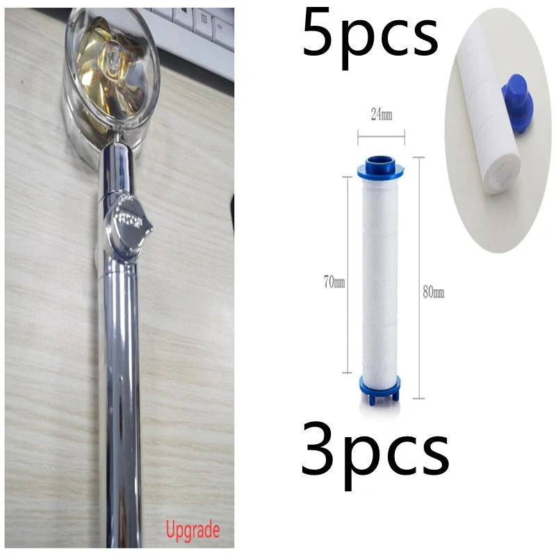 Turbo Propeller Shower Head in various colours with 360-degree fan extension