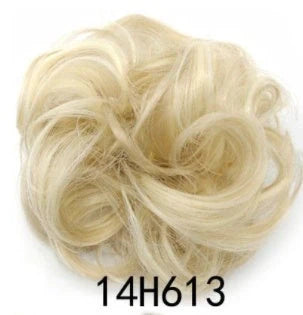 Synthetic wavy curly messy hair bun for women, 12cm diameter, high temperature wire