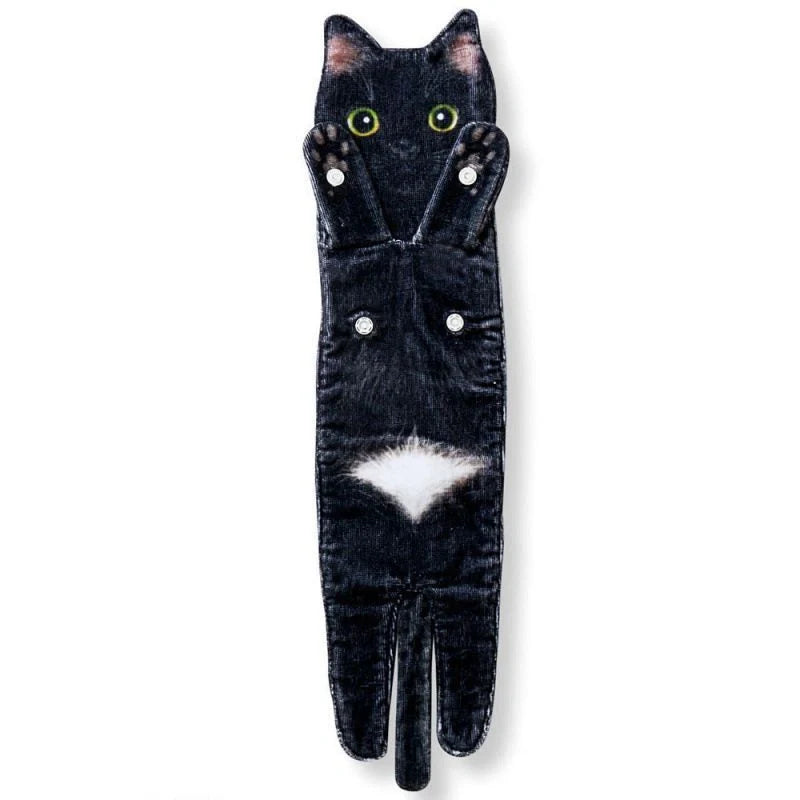 Cat-shaped hand towels in various colors for bathroom and kitchen use