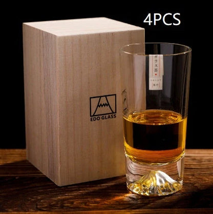 Japanese Mount Whiskey Glass in crystal glass with two style options