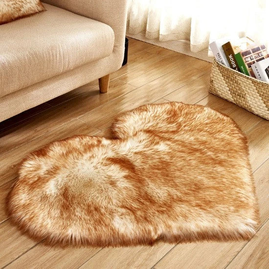 Luxury heart-shaped plush carpet in various colours and sizes, featuring a soft, non-slip design for comfortable home decor
