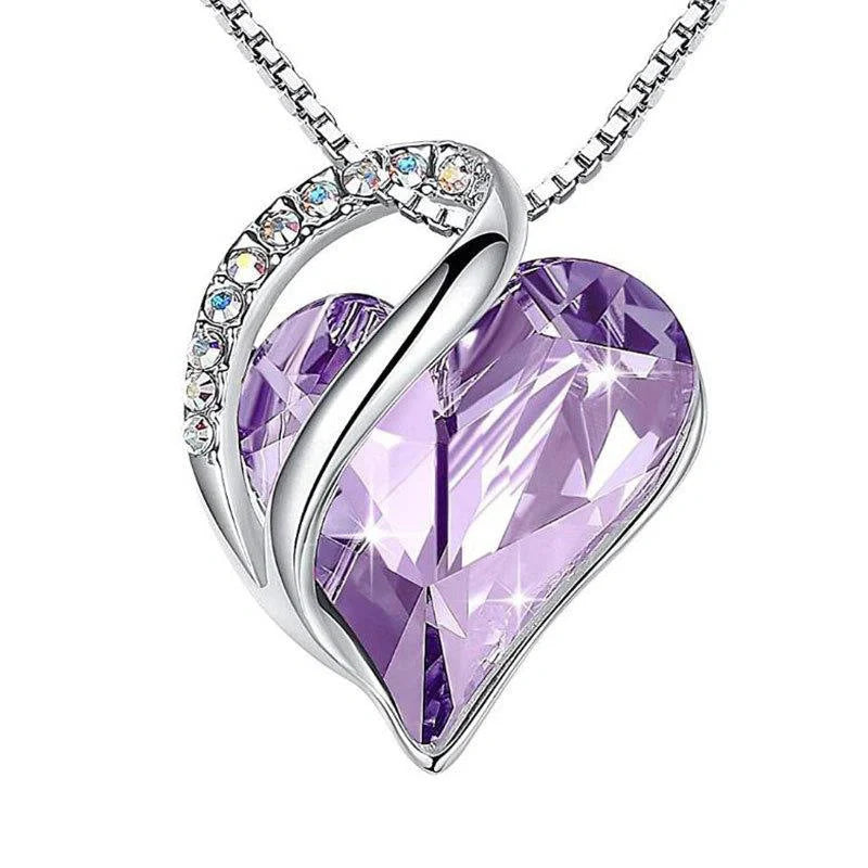 925 silver heart-shaped geometric necklace for women in various colours