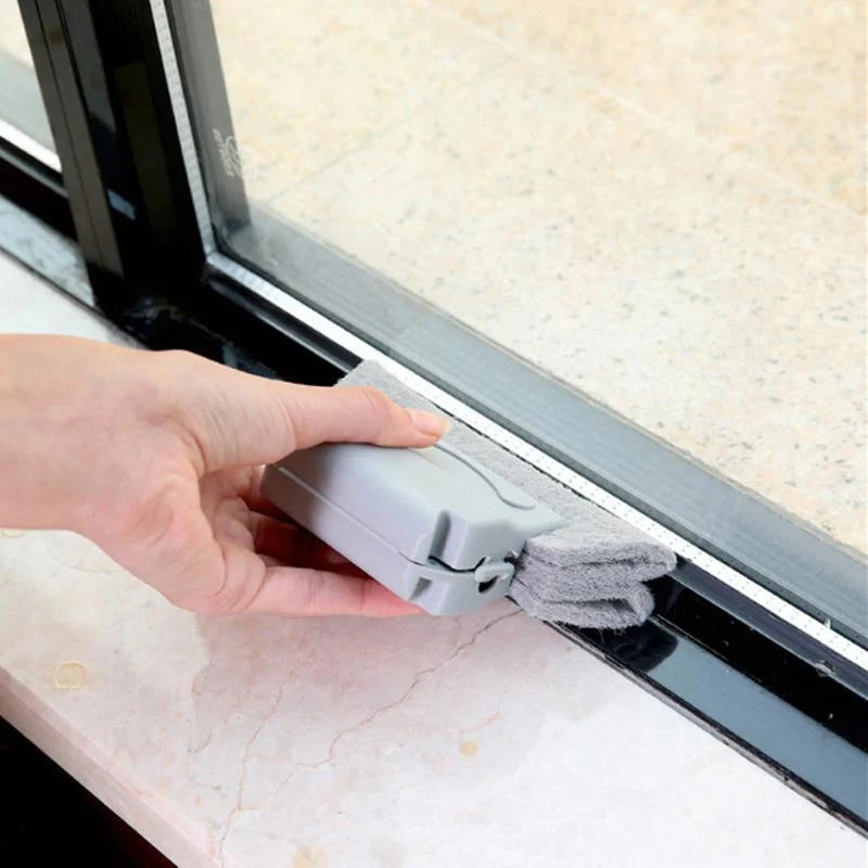 Creative Window Groove Cleaning Gap Brush Slot Cleaner in beige, light grey, and blue