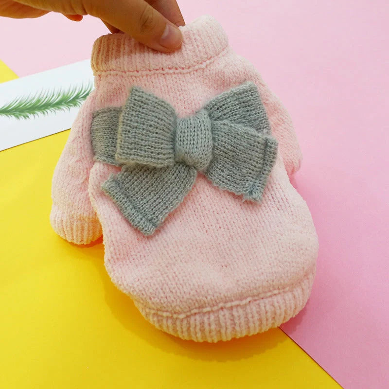 Bowknot Hollow Knit Dog Sweater in various colours and sizes