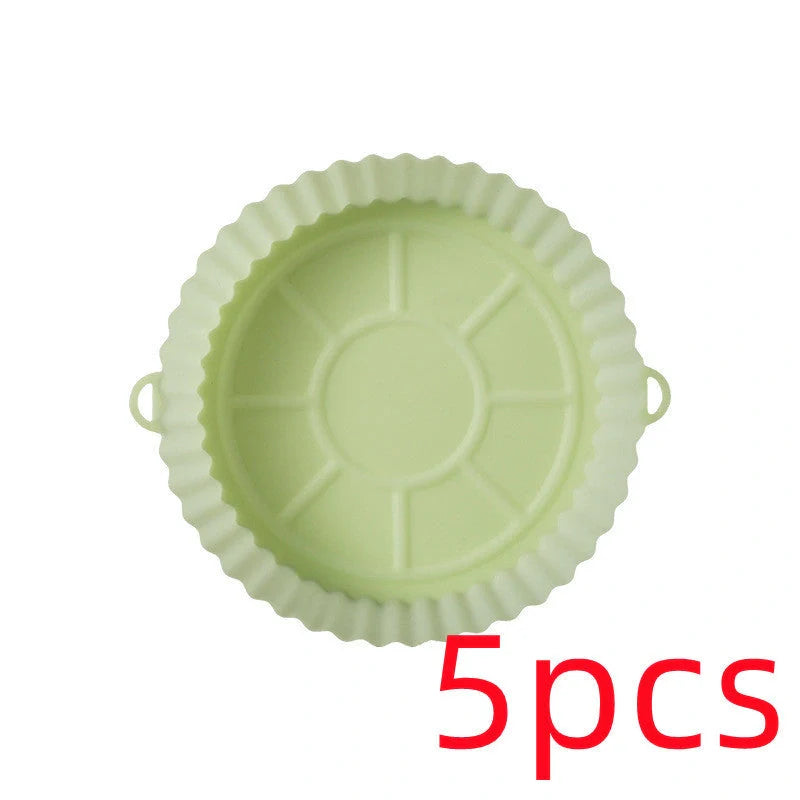 Round silicone baking tray mat for air fryer in various colours