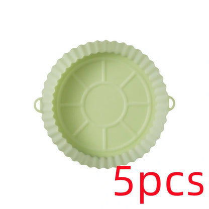 Round silicone baking tray mat for air fryer in various colours