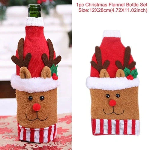 Festive Christmas wine bottle socks in vibrant colours, 14cm x 31cm