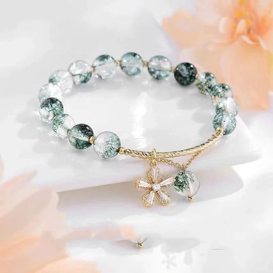 Small Design Crystal Bracelet with Green Ghost Beads, elegant and durable women's accessory