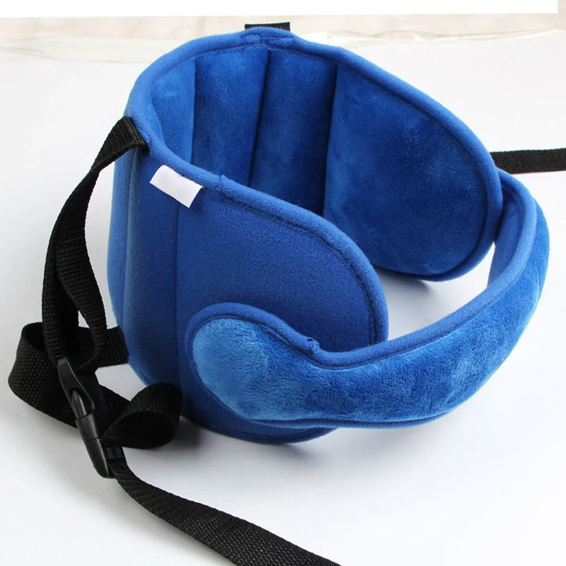 Adjustable car seat head support for babies and kids with fixed sleeping pillow