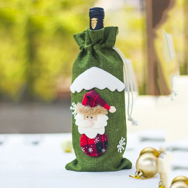 Festive Christmas wine bottle socks in vibrant colours, 14cm x 31cm