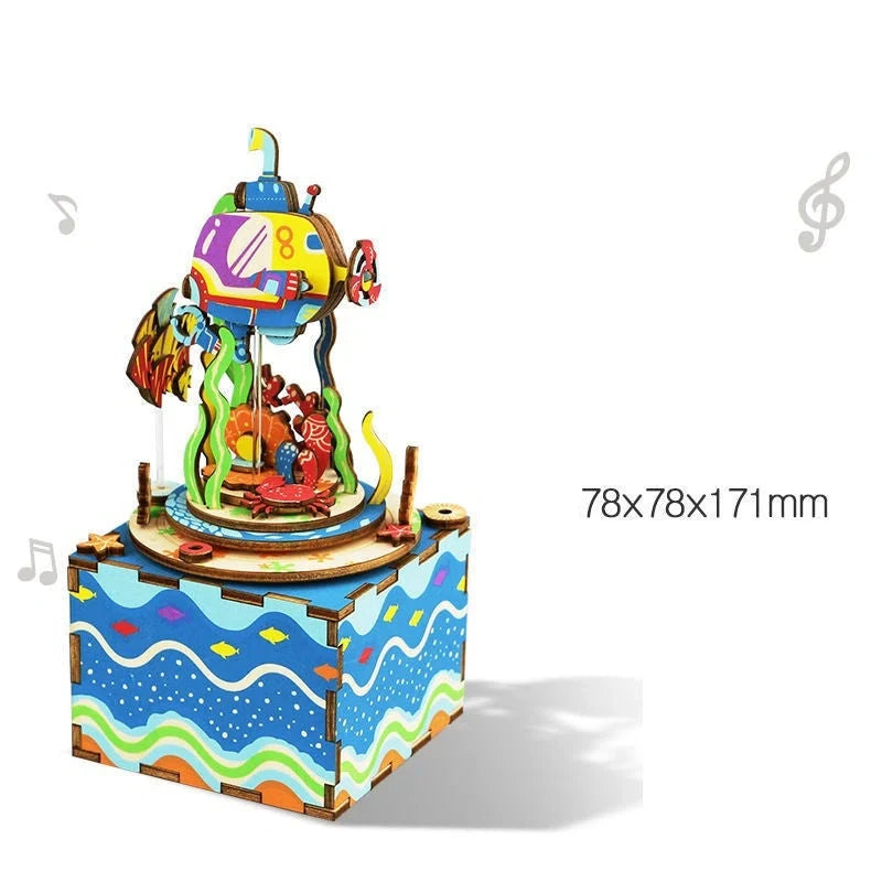 DIY 3D Kitty Ballet Wooden Puzzle and Music Box Toy, ready for assembly