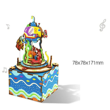 DIY 3D Kitty Ballet Wooden Puzzle and Music Box Toy, ready for assembly