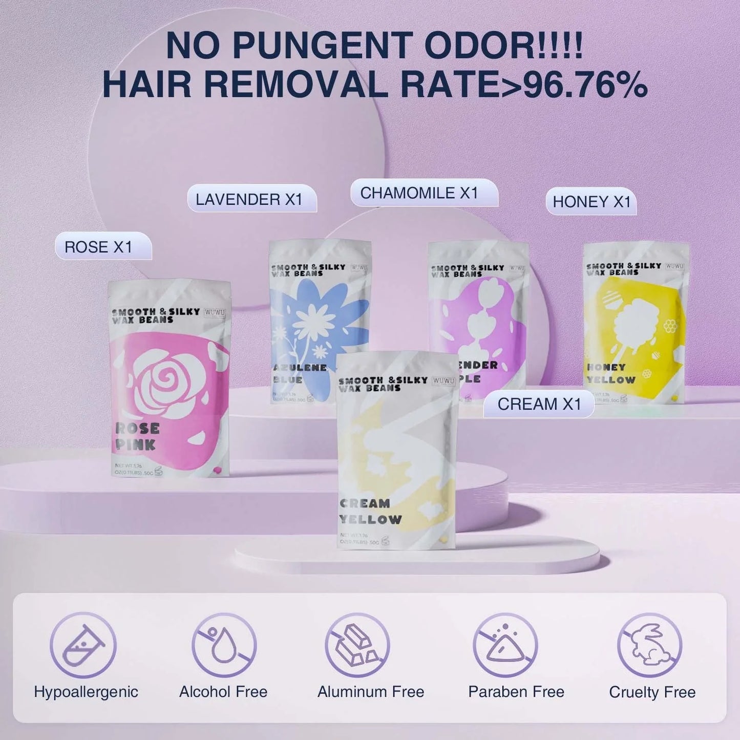 Premium hair removal kit with wax warmer, wax beads, and post-epilation products for smooth, hairless skin