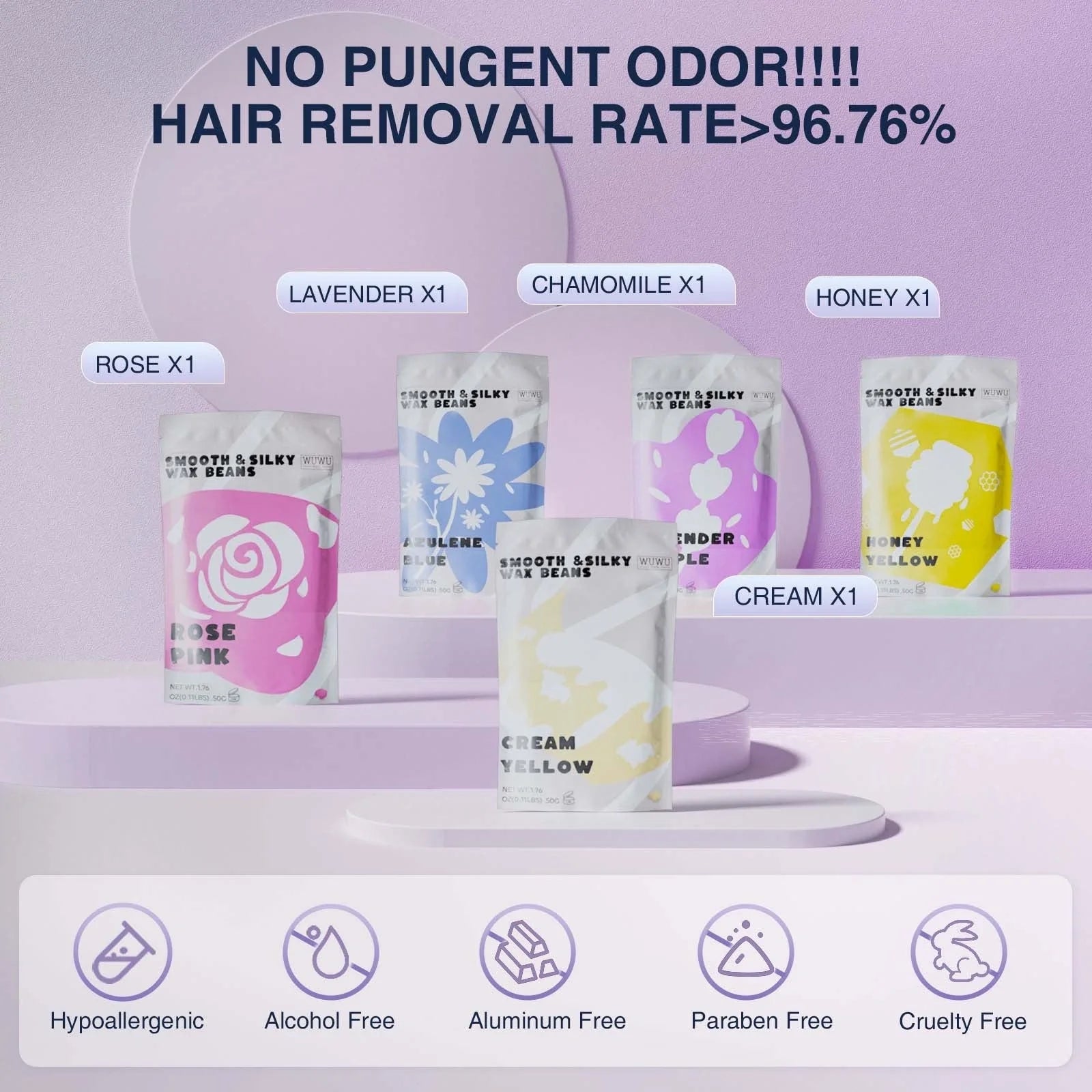 Premium hair removal kit with wax warmer, wax beads, and post-epilation products for smooth, hairless skin