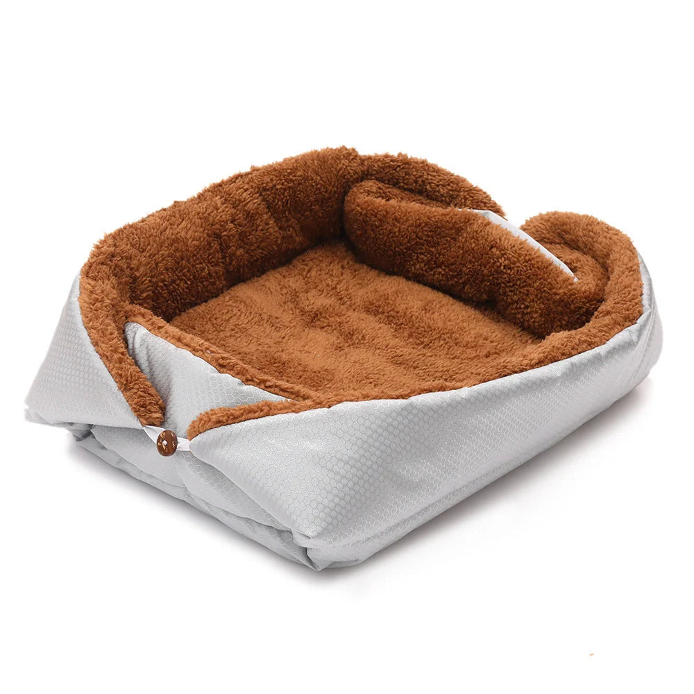 Foldable fleece pet bed mat for dogs and cats, soft warm sleep cushion