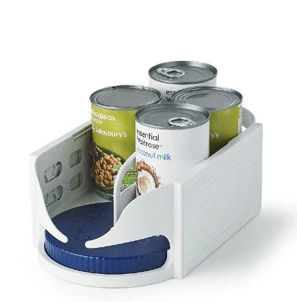 Rotating storage organiser with built-in turntable for easy access to bathroom, kitchen, and garage essentials