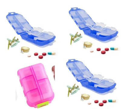 10-grid moisture-proof travel pill organizer in various colours for secure medication storage