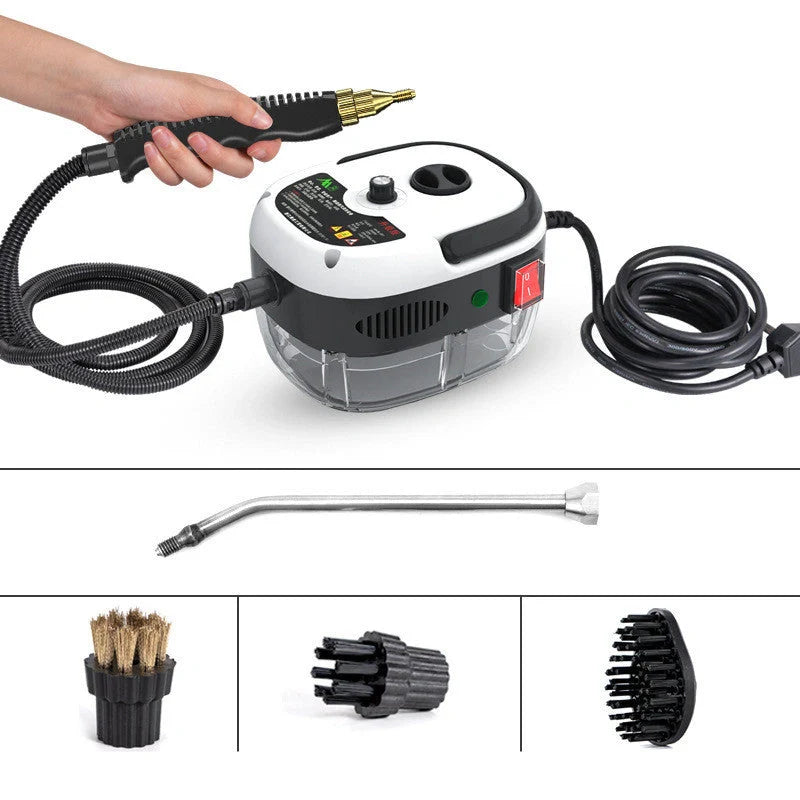 High Pressure Steam Cleaner with large glass water tank and multiple nozzles for kitchen cleaning