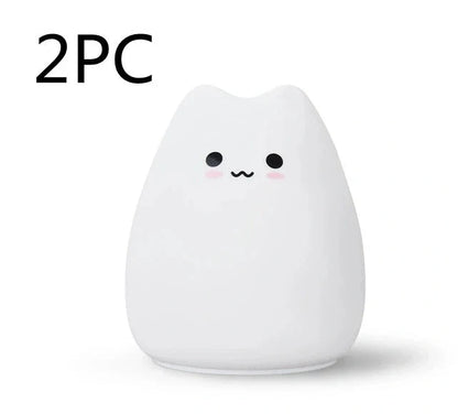 Adorable cat design silicone touch sensor LED night light for children with colour-changing feature