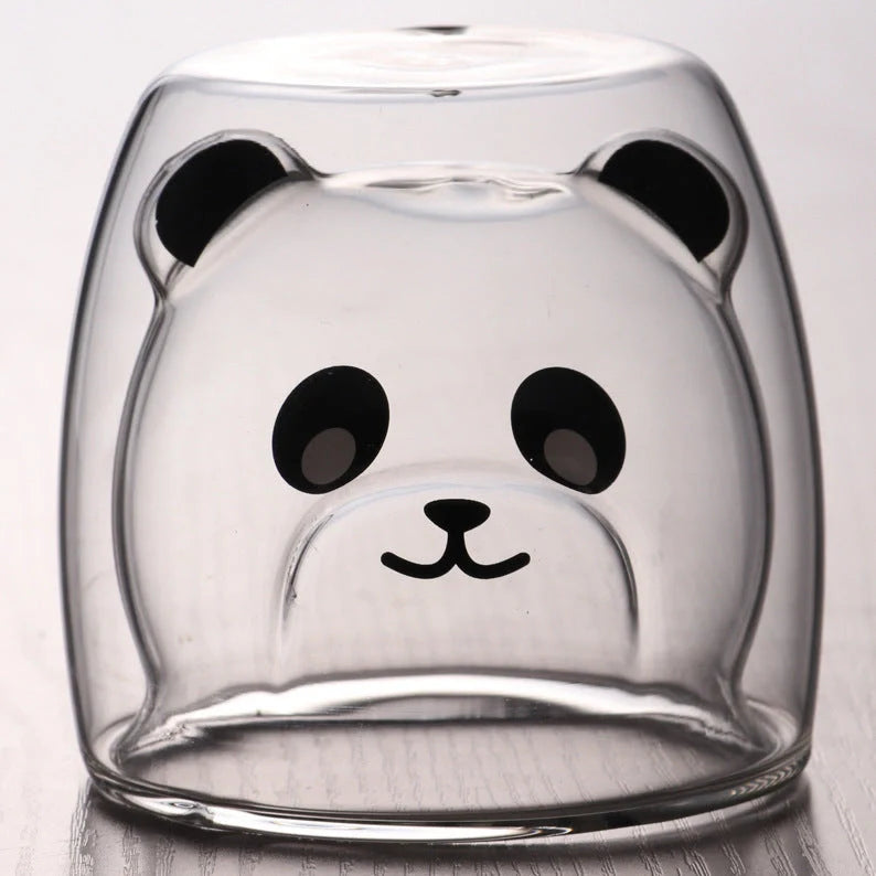 3D double-layer panda cup with skull design and festive inner Christmas tree
