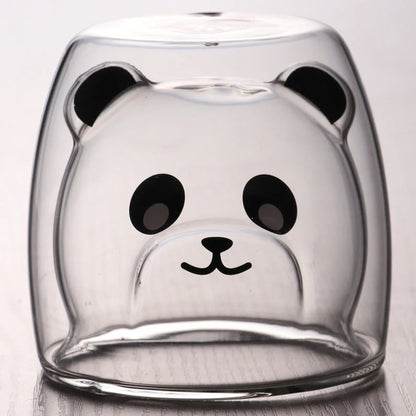 3D double-layer panda cup with skull design and festive inner Christmas tree