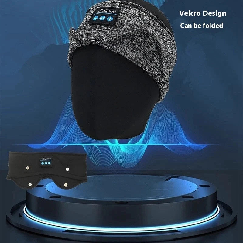 Cosy Bluetooth headband with wireless music and sleep mask, made with premium sheep wool fabric for a snug, sweat-absorbent fit