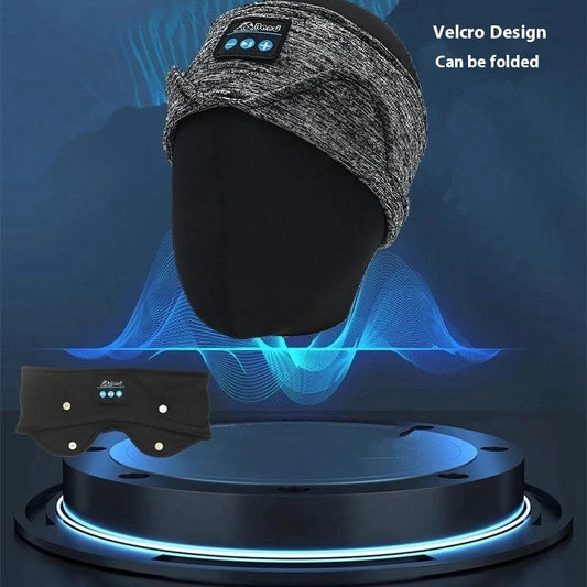 Cosy Bluetooth headband with wireless music and sleep mask, made with premium sheep wool fabric for a snug, sweat-absorbent fit
